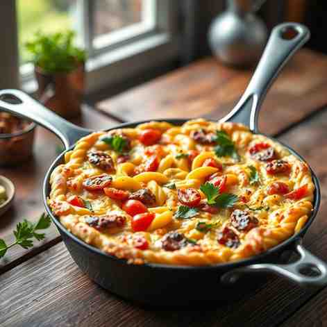 Delicious Frying Pan Pasta Frittata - Easy Leftover Recipe